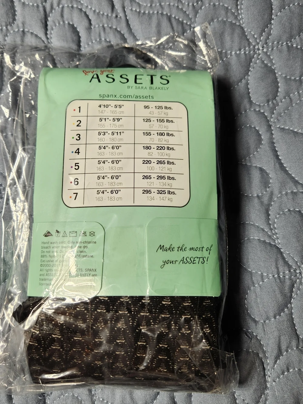 Spanx Love Your Assets Shaping Tights Wish Bone Textured Black Size 2